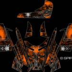 The "Devil" sled wrap for Polaris Rush, PRO RMK snowmobiles, in orange