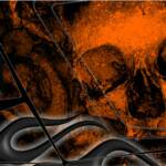 Detail of the "Devil" sled wrap for Polaris Rush, PRO RMK snowmobiles, in orange